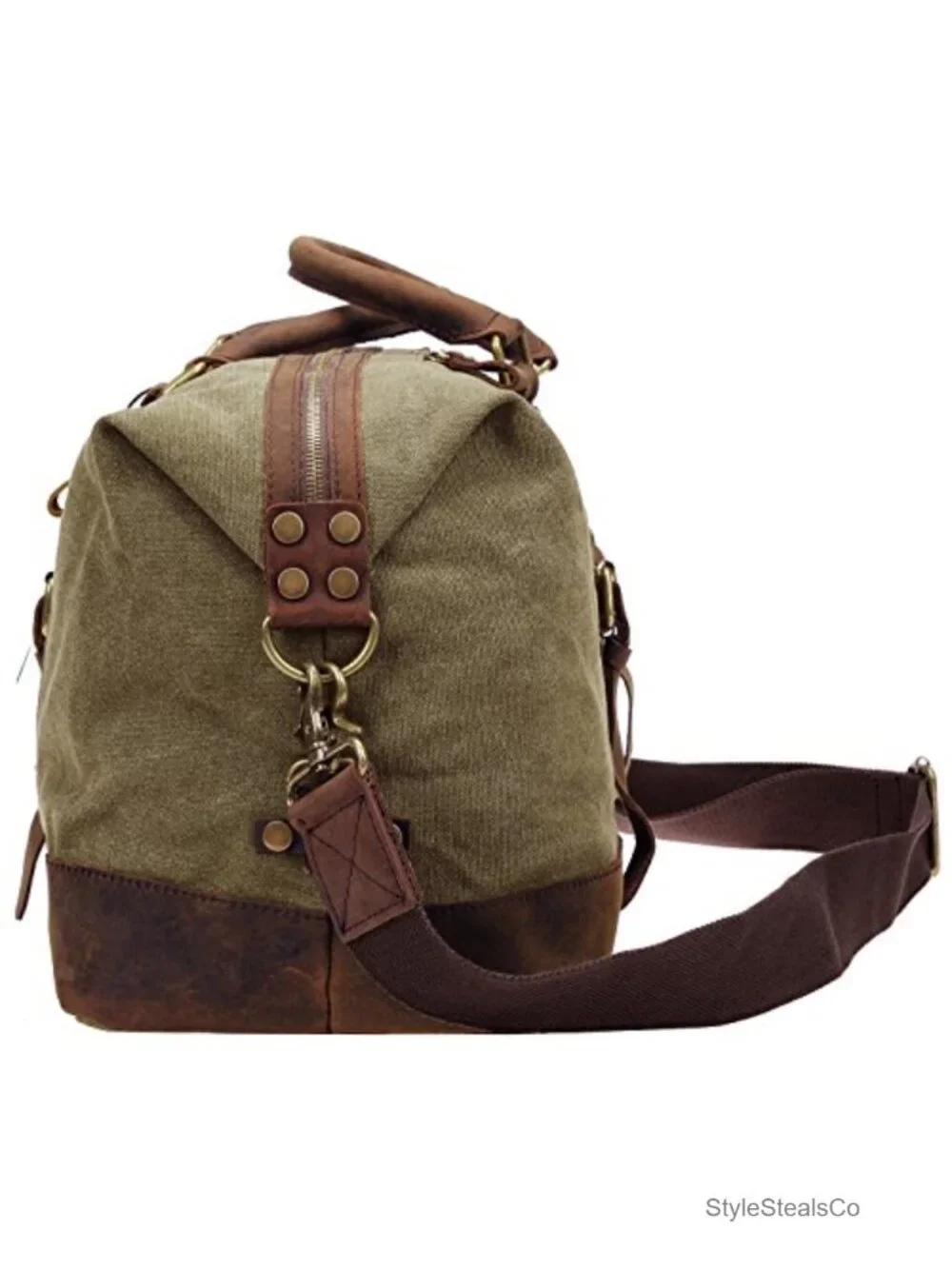 Military Canvas Leather Large Tote Duffle Bag Carry On Luggage Weekend Handbag
